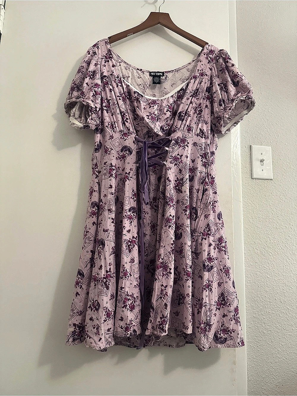 HOT TOPIC Tarot Card & Rose Babydoll Corser Dress Floral Size 1x